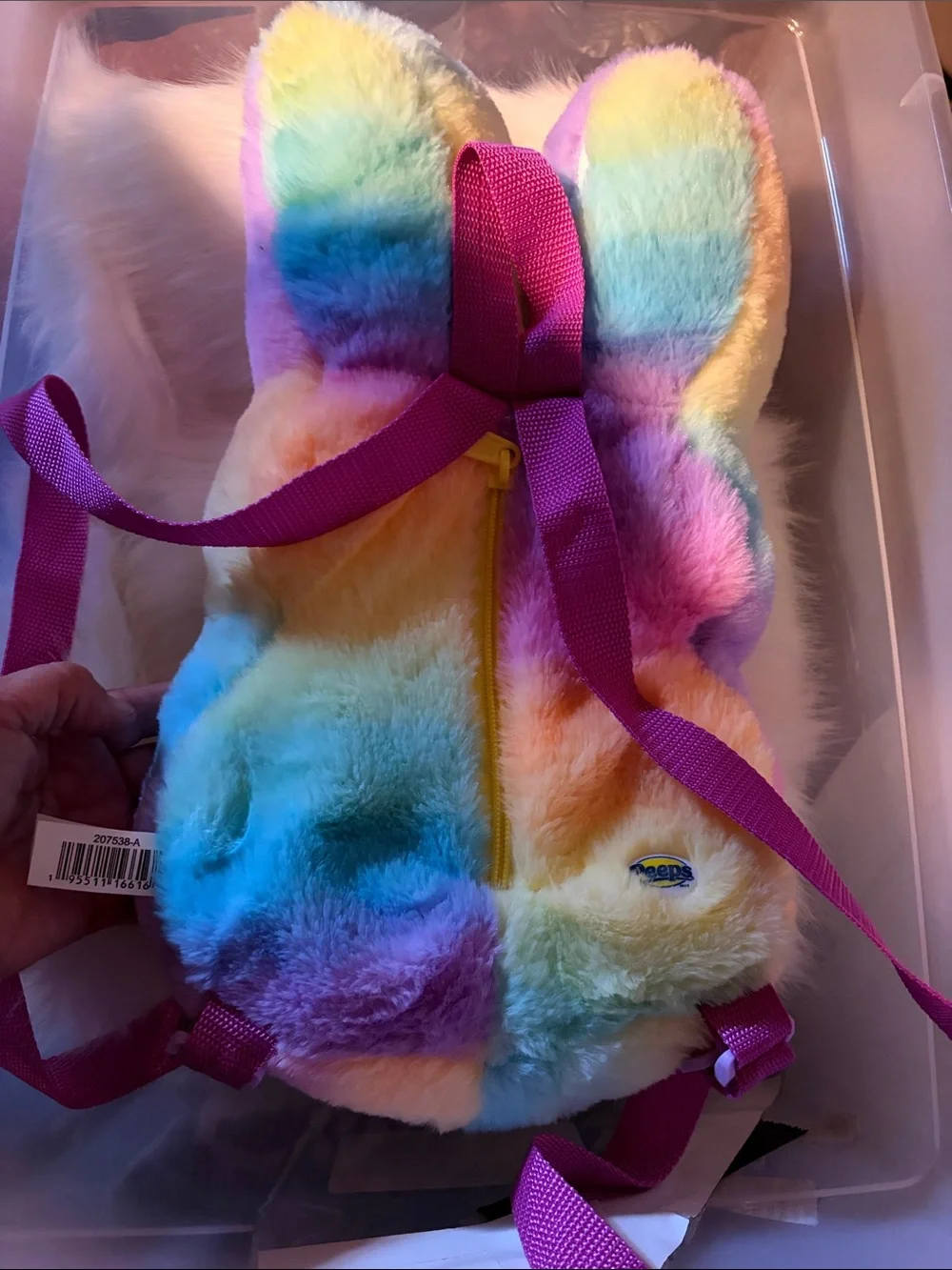 Official peep backpack. Zippered space inside roomie.